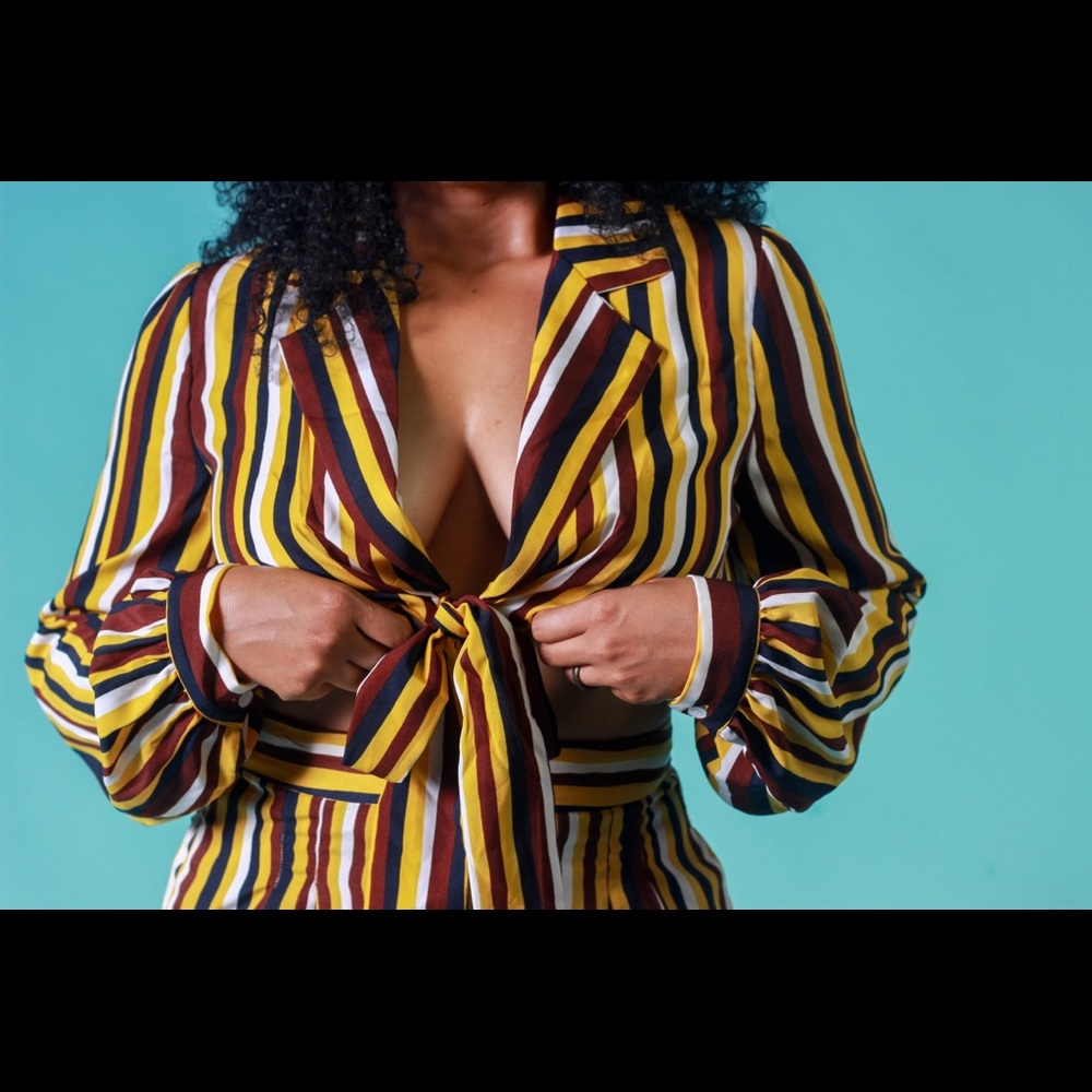 Striped fashion pants set